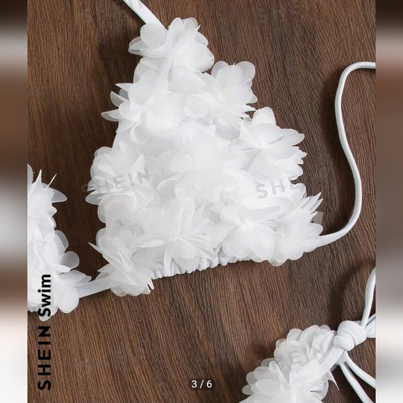 White Floral Applique Bikini - Picture 5 of 6